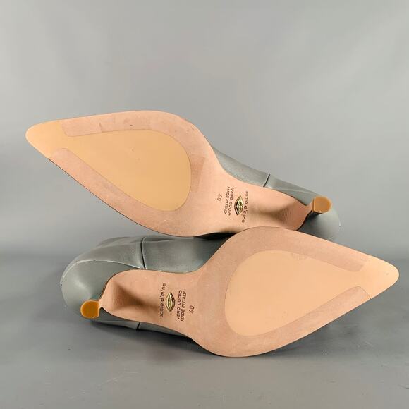 SANIA D'MINA Size 10 Grey Leather Kitten Heel Boots - Picture 6 of 8